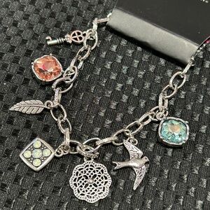 Paparazzi Silver Charm Bracelet with Colorful Stones